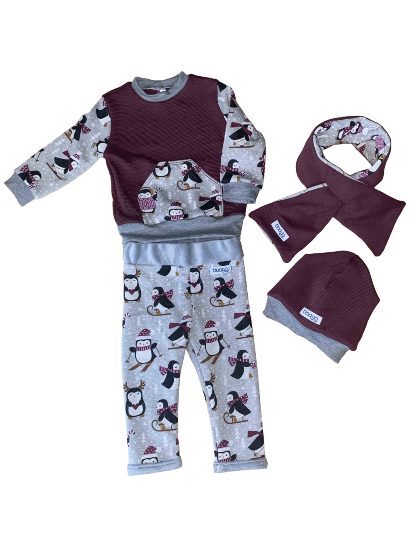 Set Zweiteiler grau/beere Gr.80