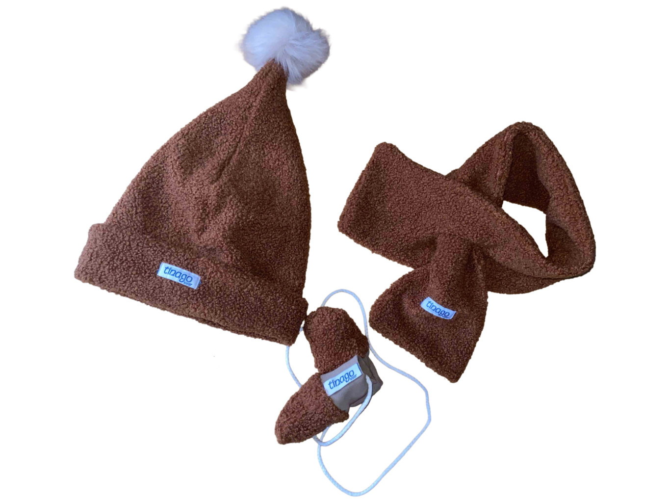 Set Haube, Schal, Fäustlinge plüsch, Gr. 52/54